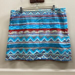 Etcetera L Aztec print mini skirt